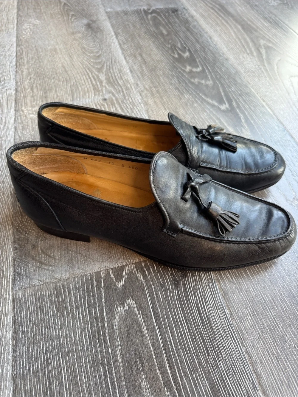 Vintage Carroll & Co Men's Black Leather Tassel Loafers